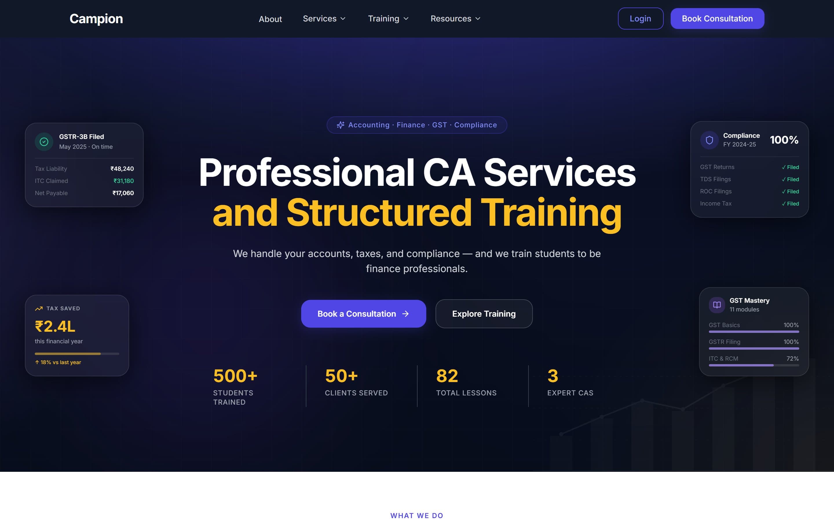 Campion hero — Professional CA Services and Structured Training